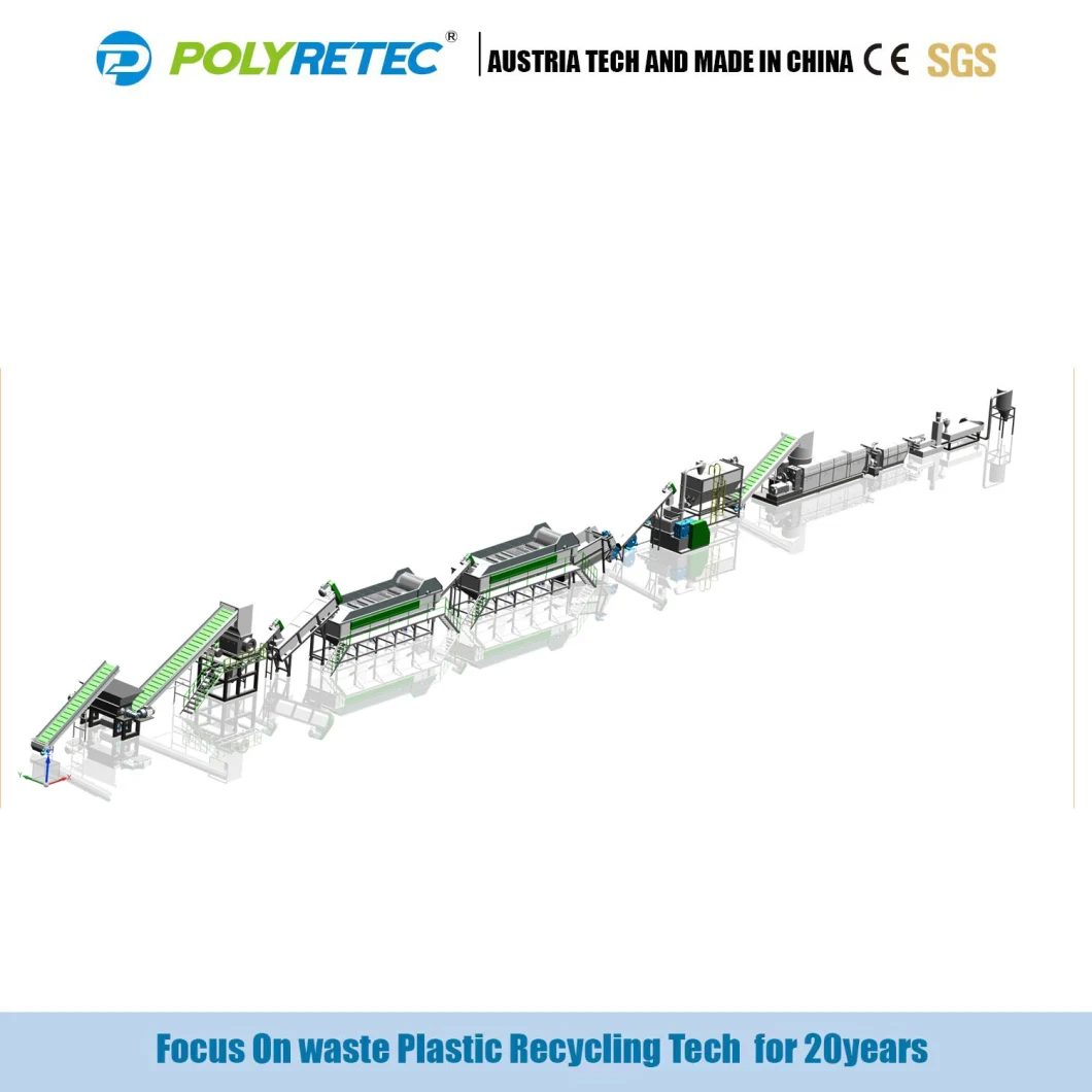 PP/PE/HDPE/LDPE/LLDPE/BOPP/CPP Waste Plastic Film Bags Crushing Washing Recycling Machine